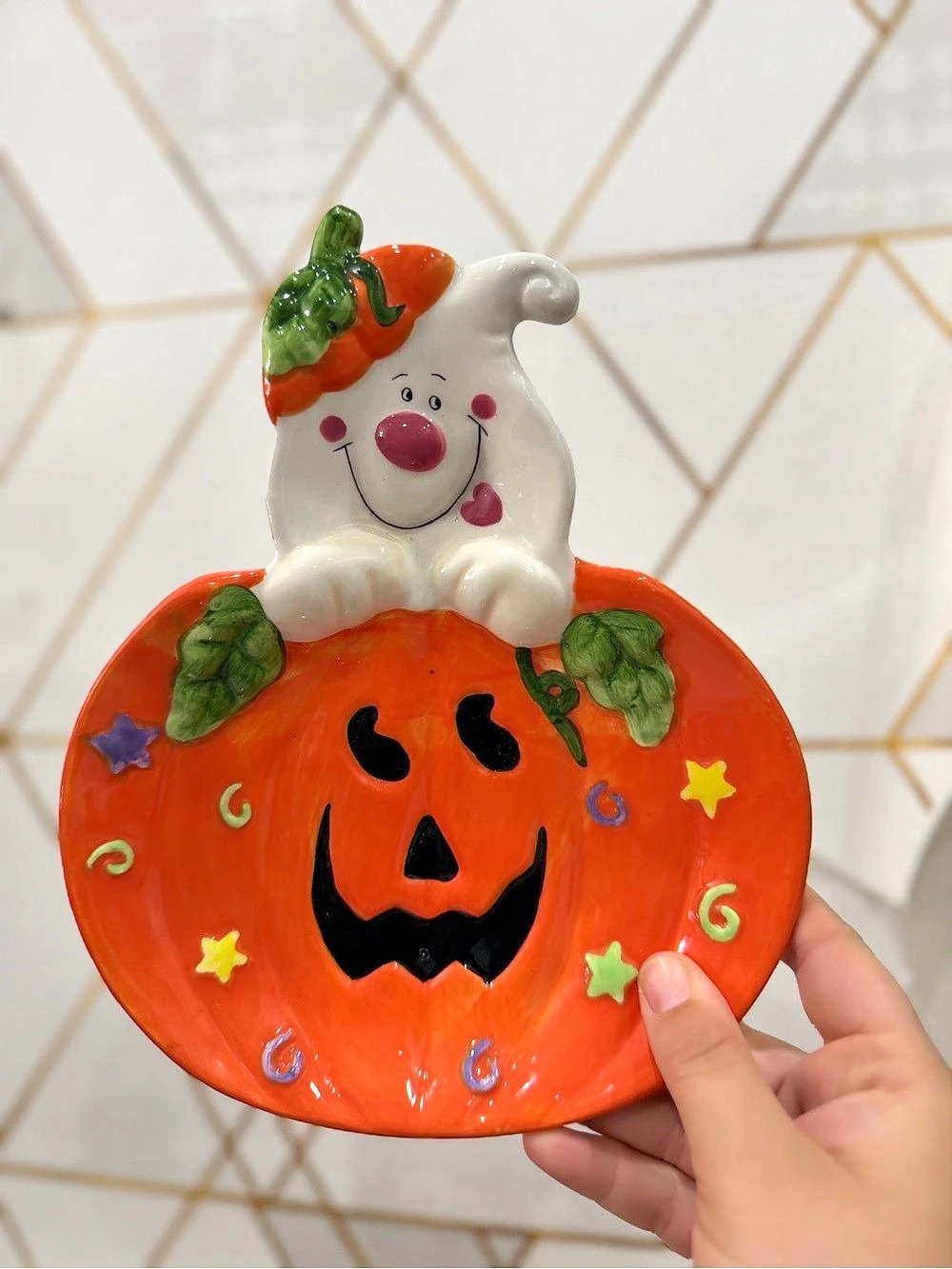Halloween Pumpkin Ghost dessert plate